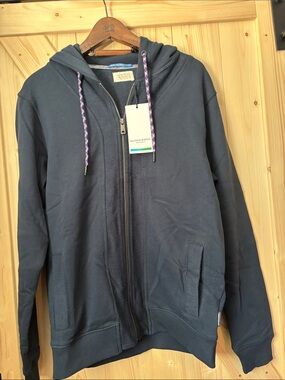 Scotch & Soda Men's Dark Navy Zip-Up Hoodie with Patterned Drawcords